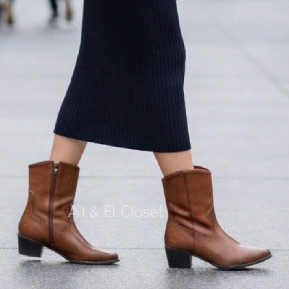 Naturalizer Gaby Leather Women’s Ankle Boots Brown Ciderspice Size 5M NIB